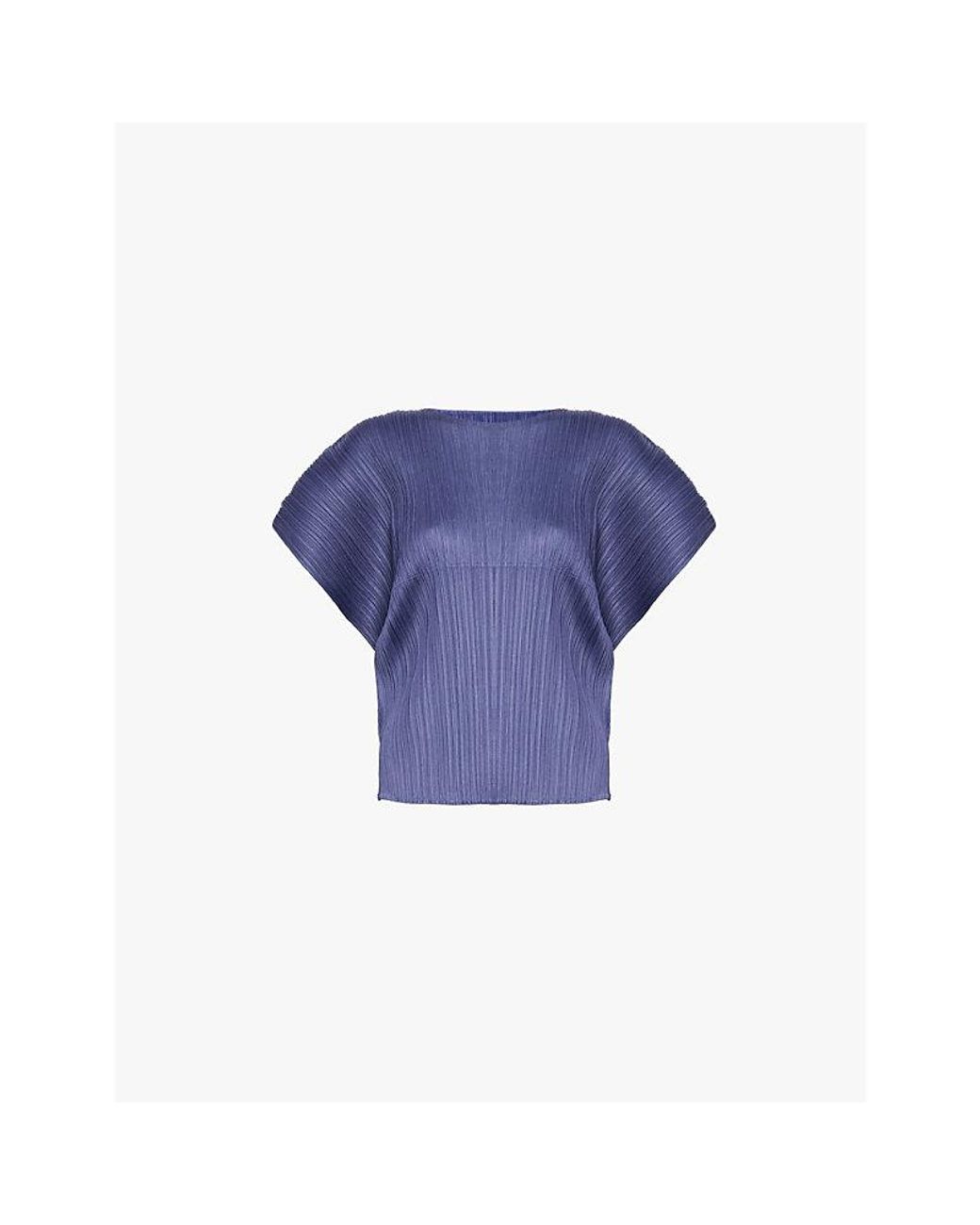 Pleats Please Issey Miyake Round-Neck Cap-Sleeves Knitted