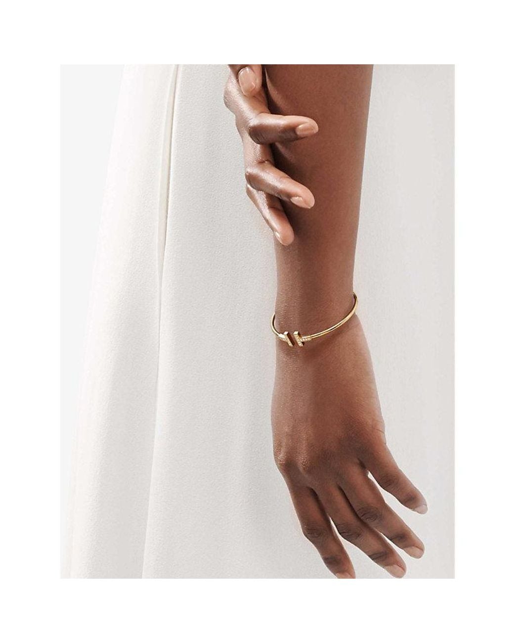 Tiffany & Co White T Wire Diamond And 18ct-gold Bracelet