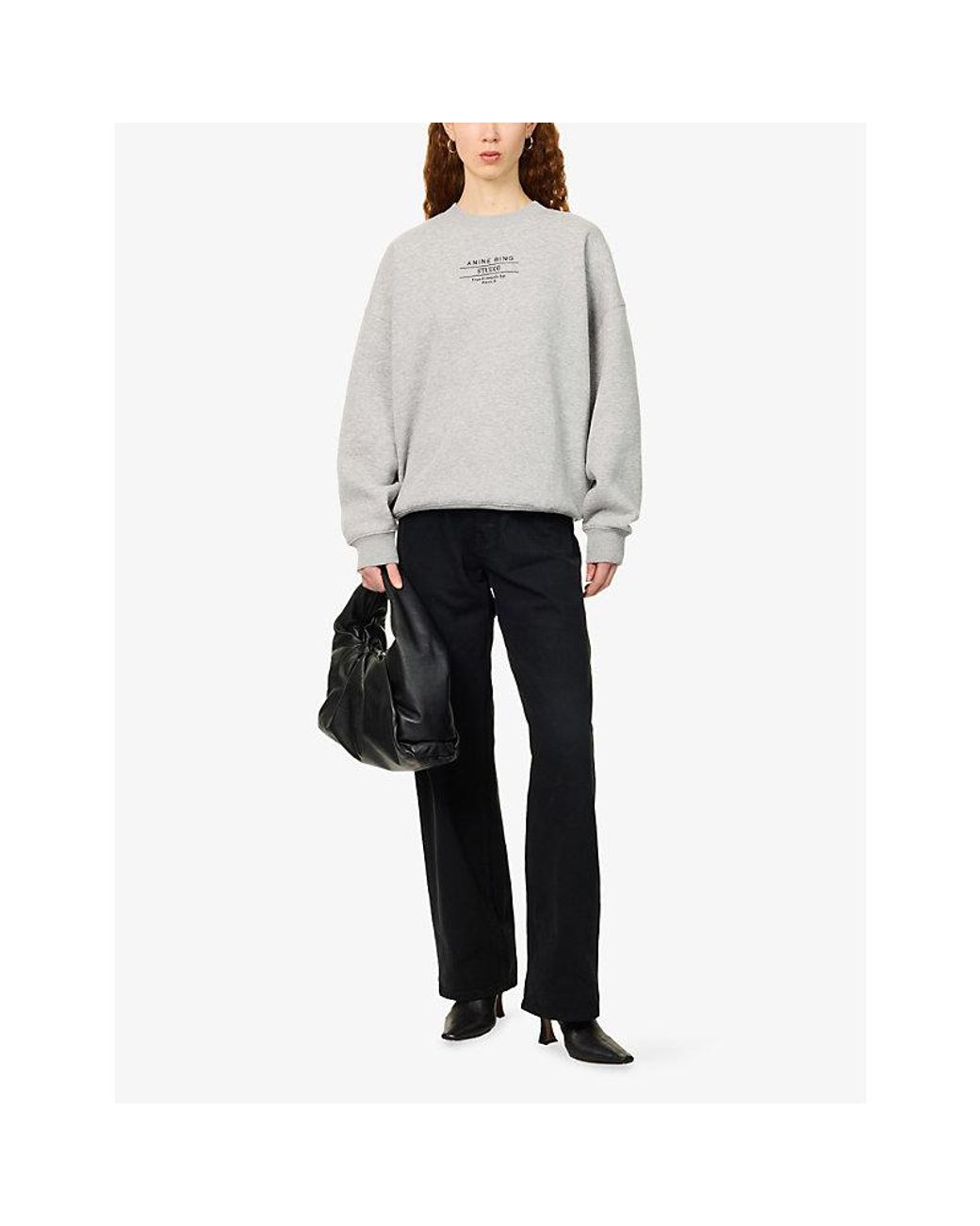 Anine Bing Gray Miles Relaxed-Fit Cotton-Blend Sweatshirt