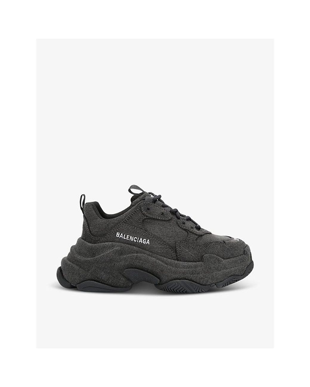 Black triple s leather sneakers discount