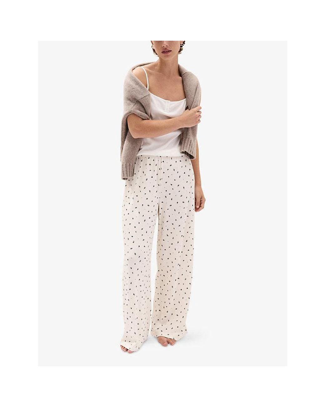 The White Company White Ribbed Stretch-Jersey Pyjama Vest Top