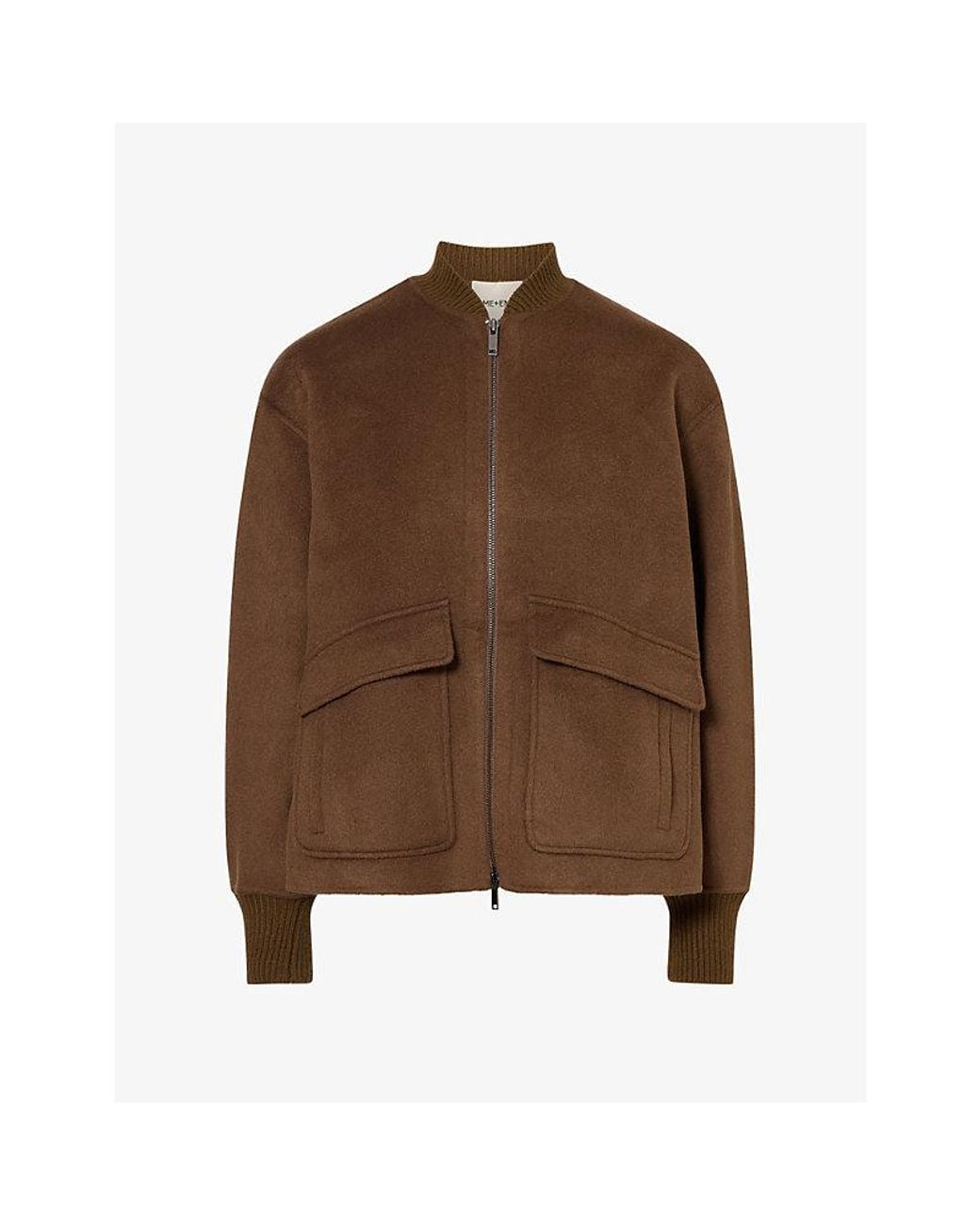 ME+EM Brown Varsity Swing Wool-Blend Jacket