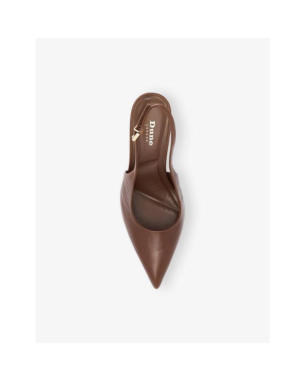 Dune Brown Cai Leather Heeled Slingback Courts