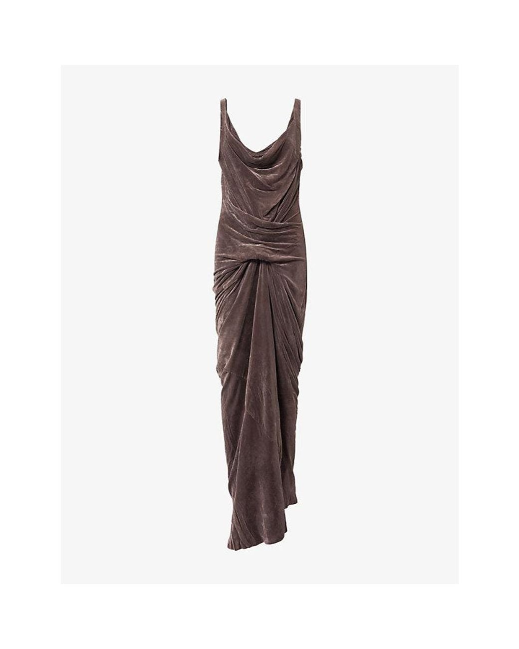 Rick Owens Brown Strutter Draped Velvet Gown