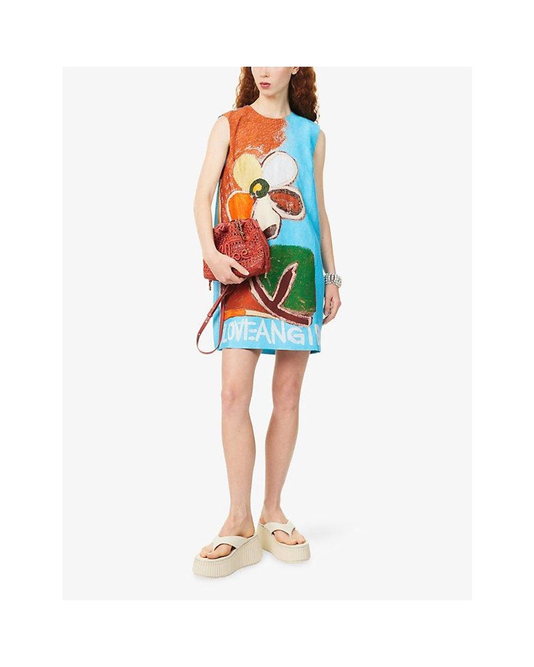 ALÉMAIS Blue Lenny Linen-Blend Mini Dress