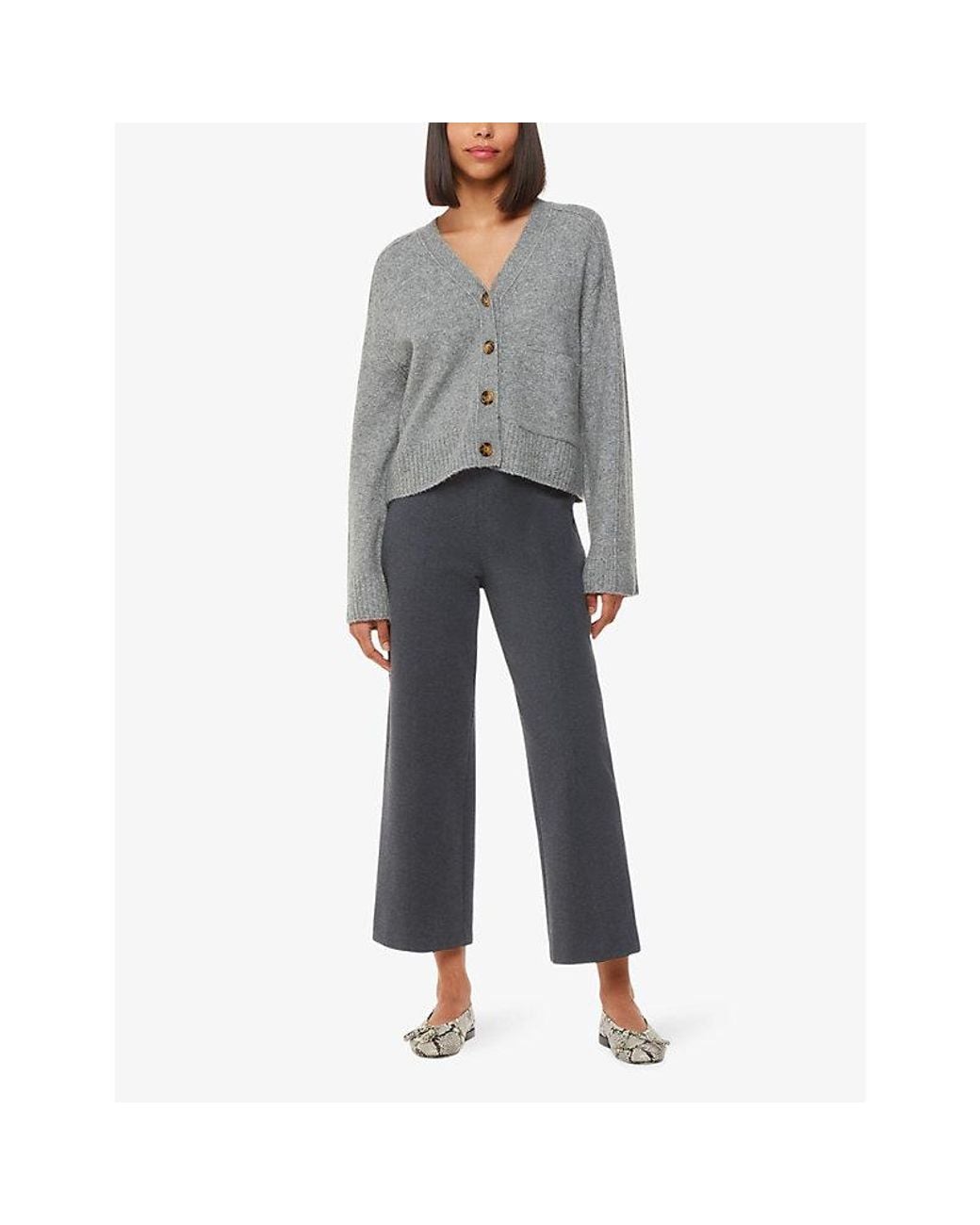 Whistles Blue Camilla Wide-Leg High-Rise Stretch-Woven Trousers