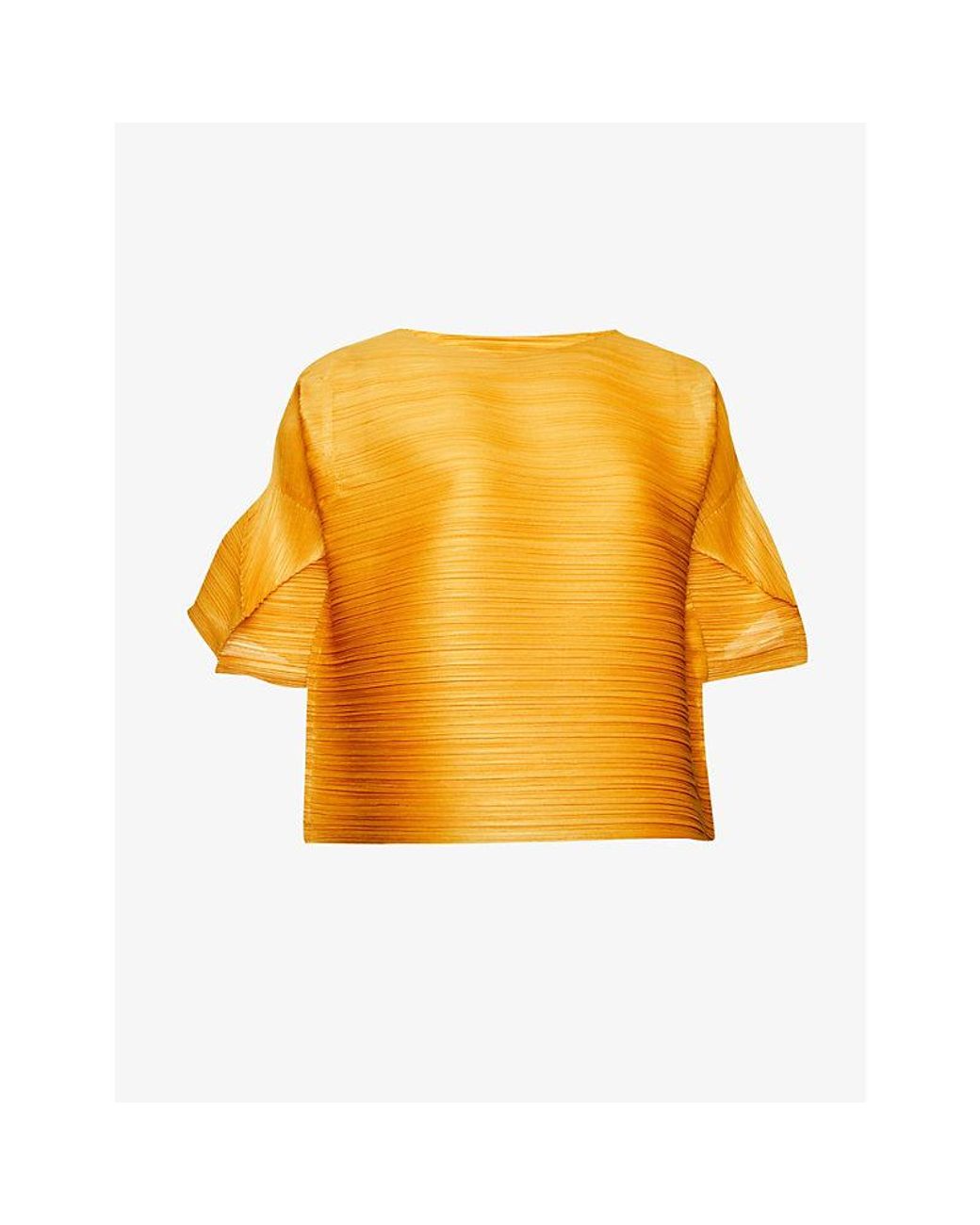 Pleats Please Issey Miyake Tour Pleated Woven Top in Yellow | Lyst