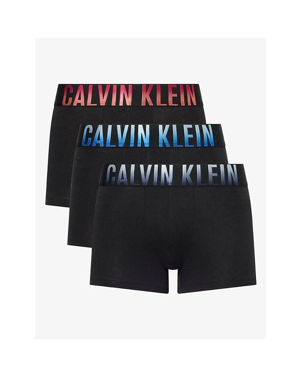 Calvin Klein Blue Intense Power Ombre Pack Of Three Stretch-Cotton Trunks for men