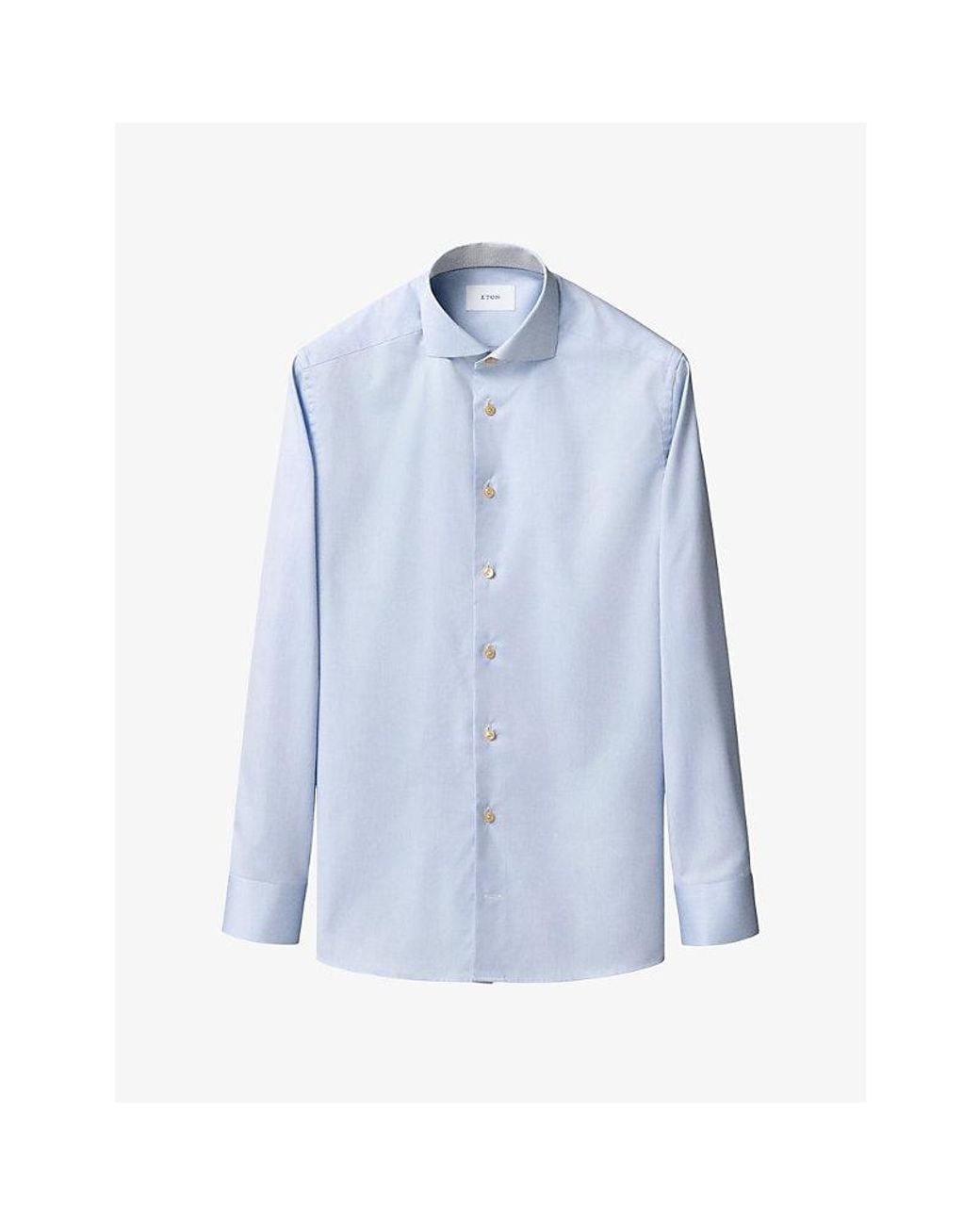 Eton of Sweden Blue Signature Geometric-Print Slim-Fit Cotton Shirt for men