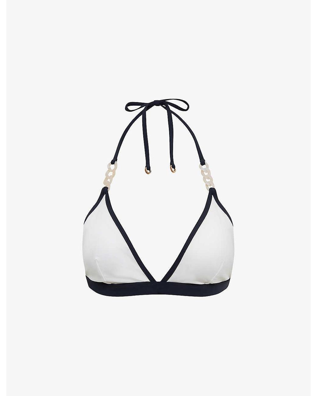 Reiss Rutha Halterneck Triangle Bikini Top in White Lyst UK