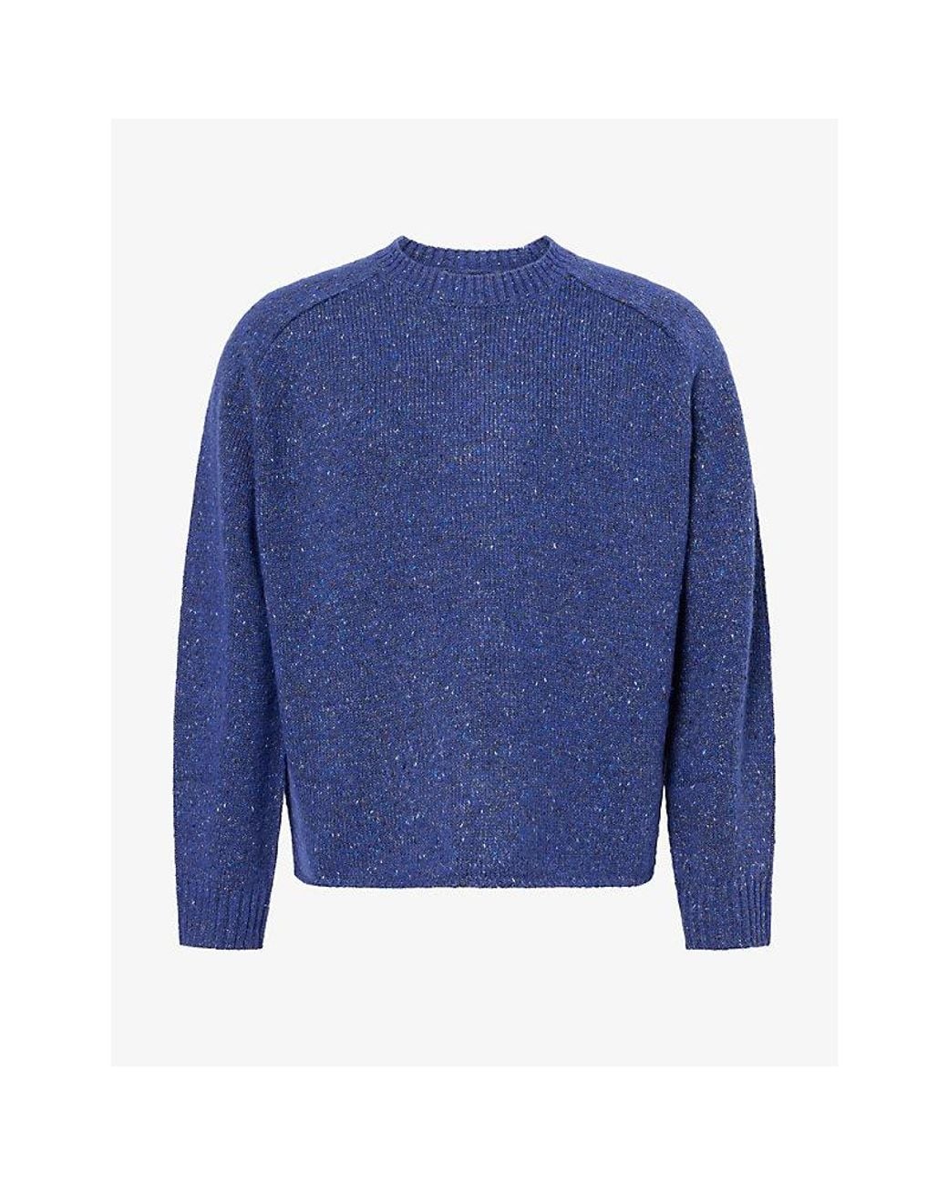 NN07 Blue Jim Crew Neck Melange Wool-Blend Knit Jumper for men