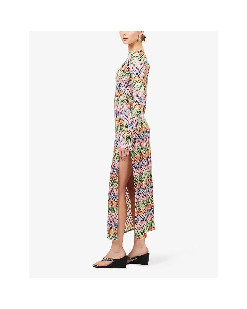 Missoni White Chevron Open-Back Knitted Maxi Dress