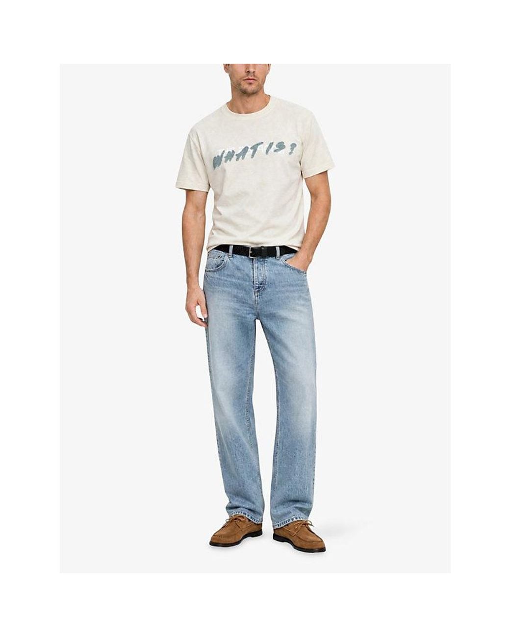 The Kooples White Slogan-Embroidered Short-Sleeve Cotton T-Shirt for men