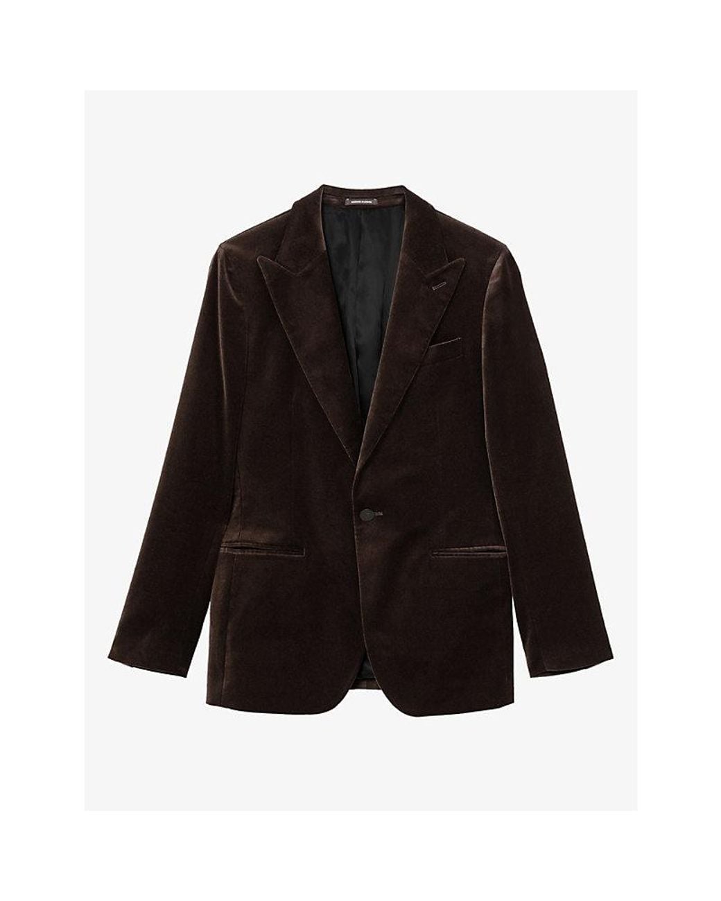 Reiss Black Aspara Tailored-Fit Stretch-Velvet Blazer for men