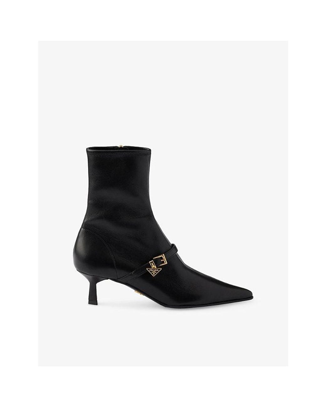 Prada Black Stretch Nappa Leather Heeled Boots