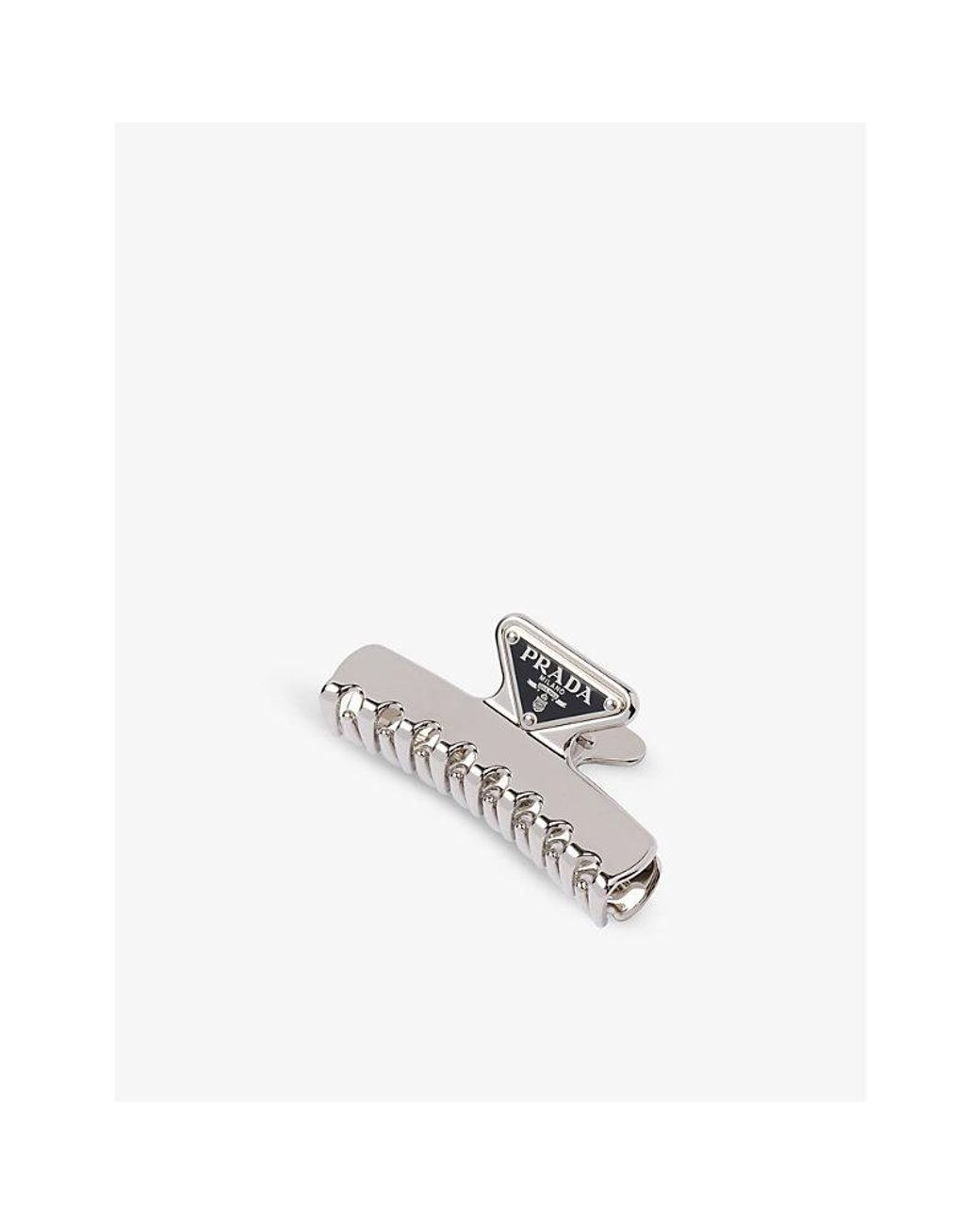 Prada Metallic Brand-Plaque-Tone Brass Hair Clip