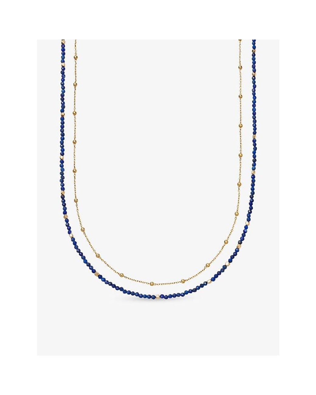 Astley Clarke Metallic Biography 18Ct- Plated Sterling- And Lapis Lazuli Double Strand Beaded Necklace