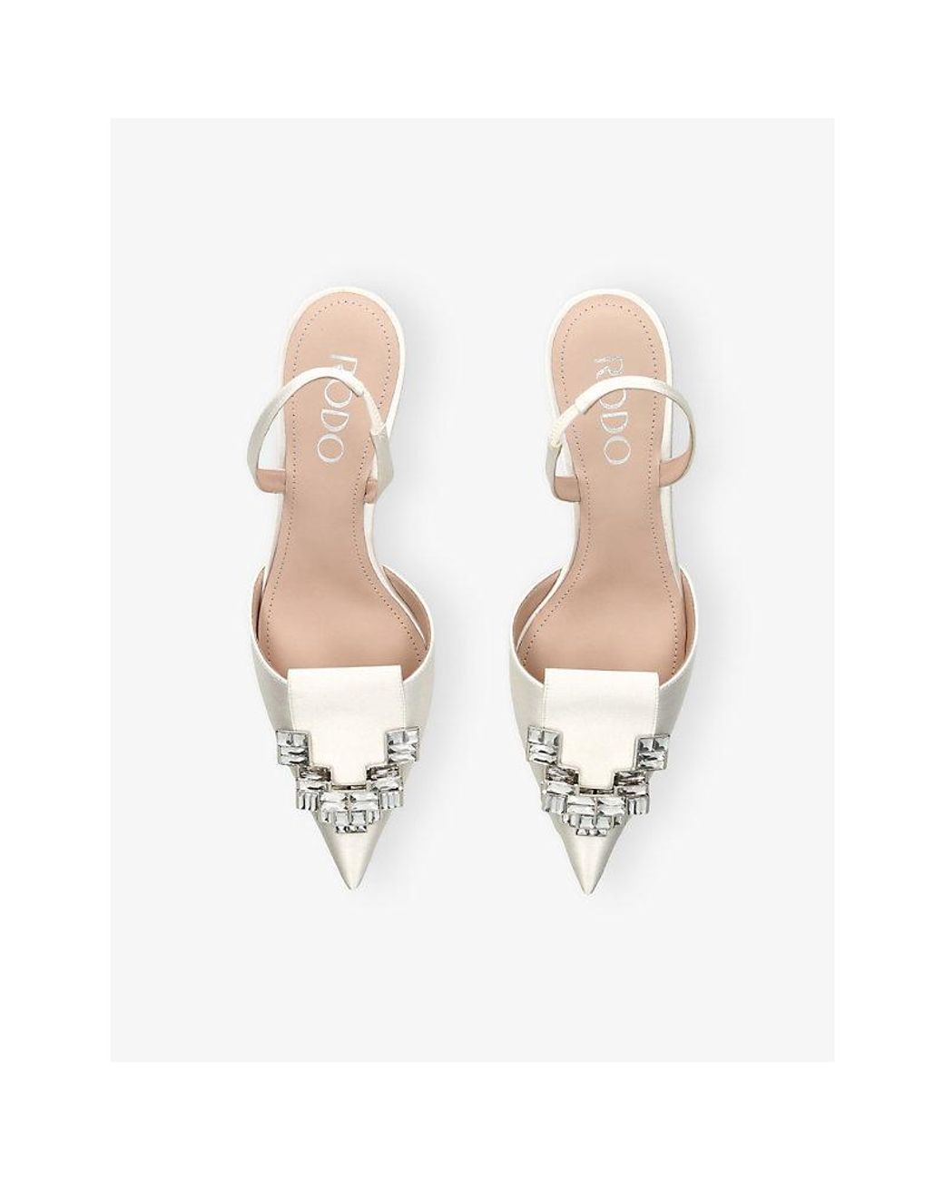 Rodo White Dafne 55 Slingback Heeled Satin Mules