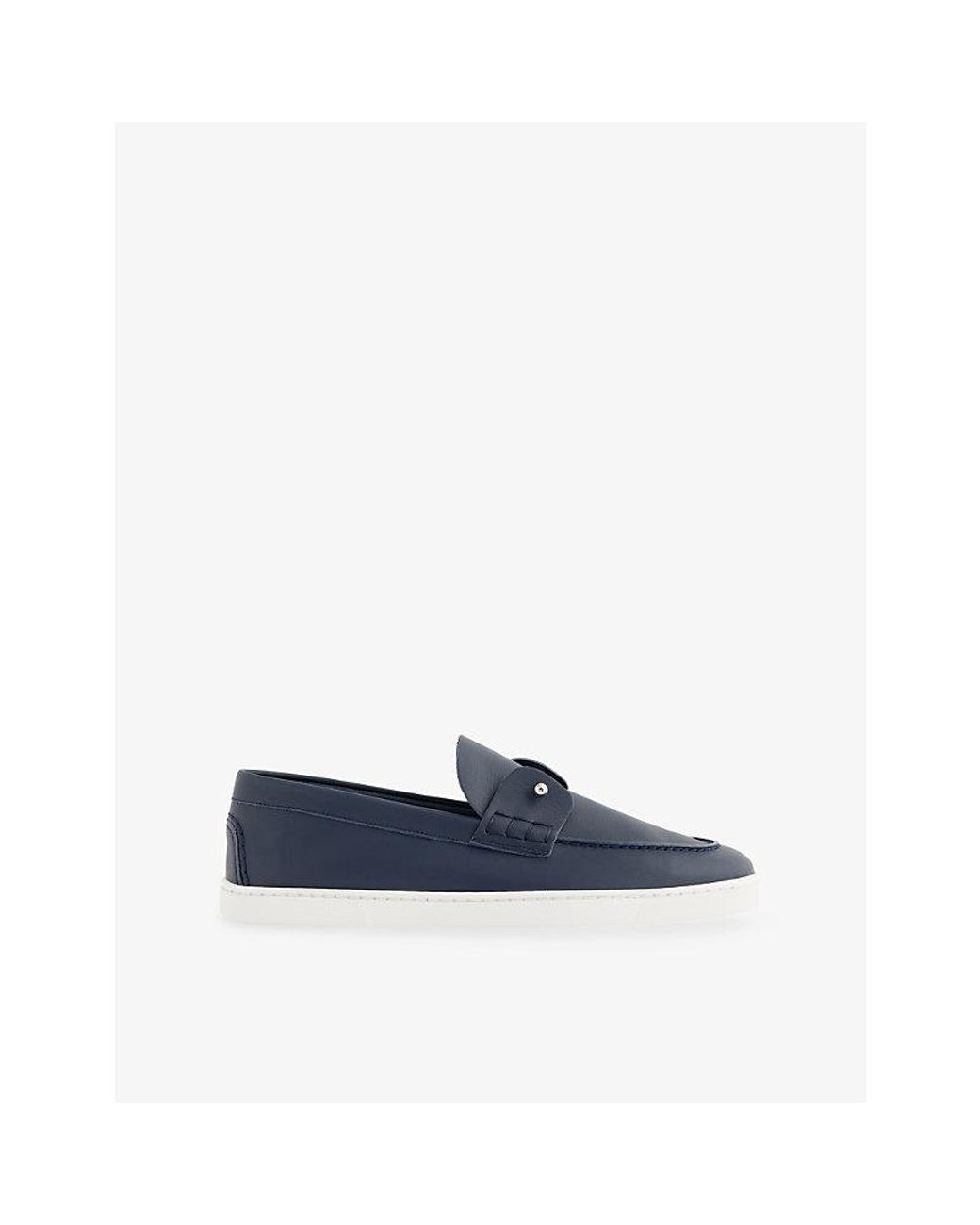 Christian Louboutin Blue Chambeliboat Leather Boat Shoes for men