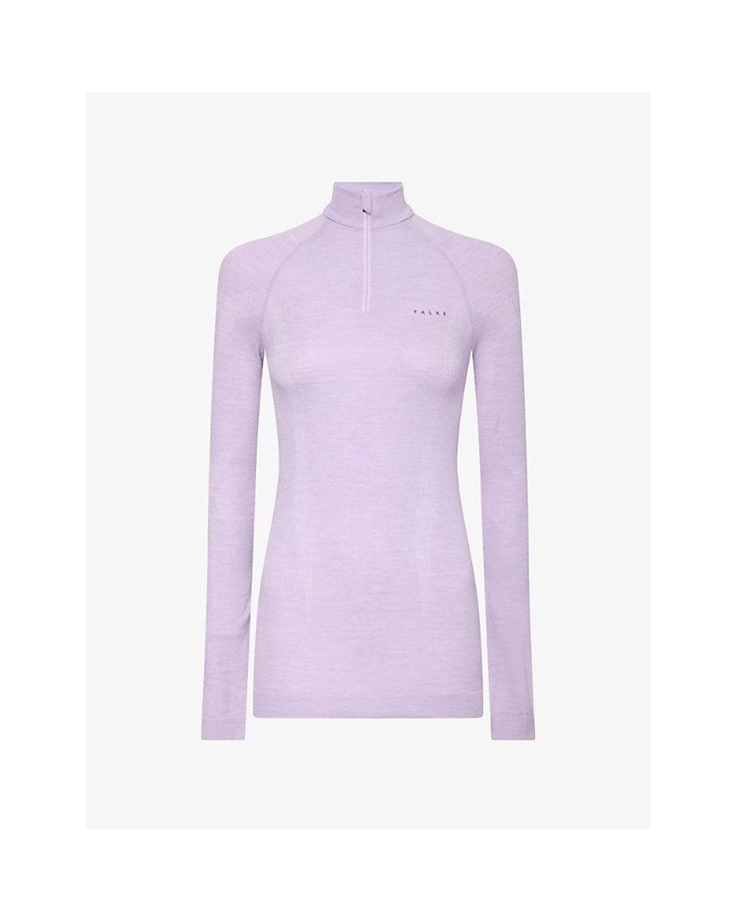Falke Purple Wool-Tech Zip Long-Sleeve Thermal Top