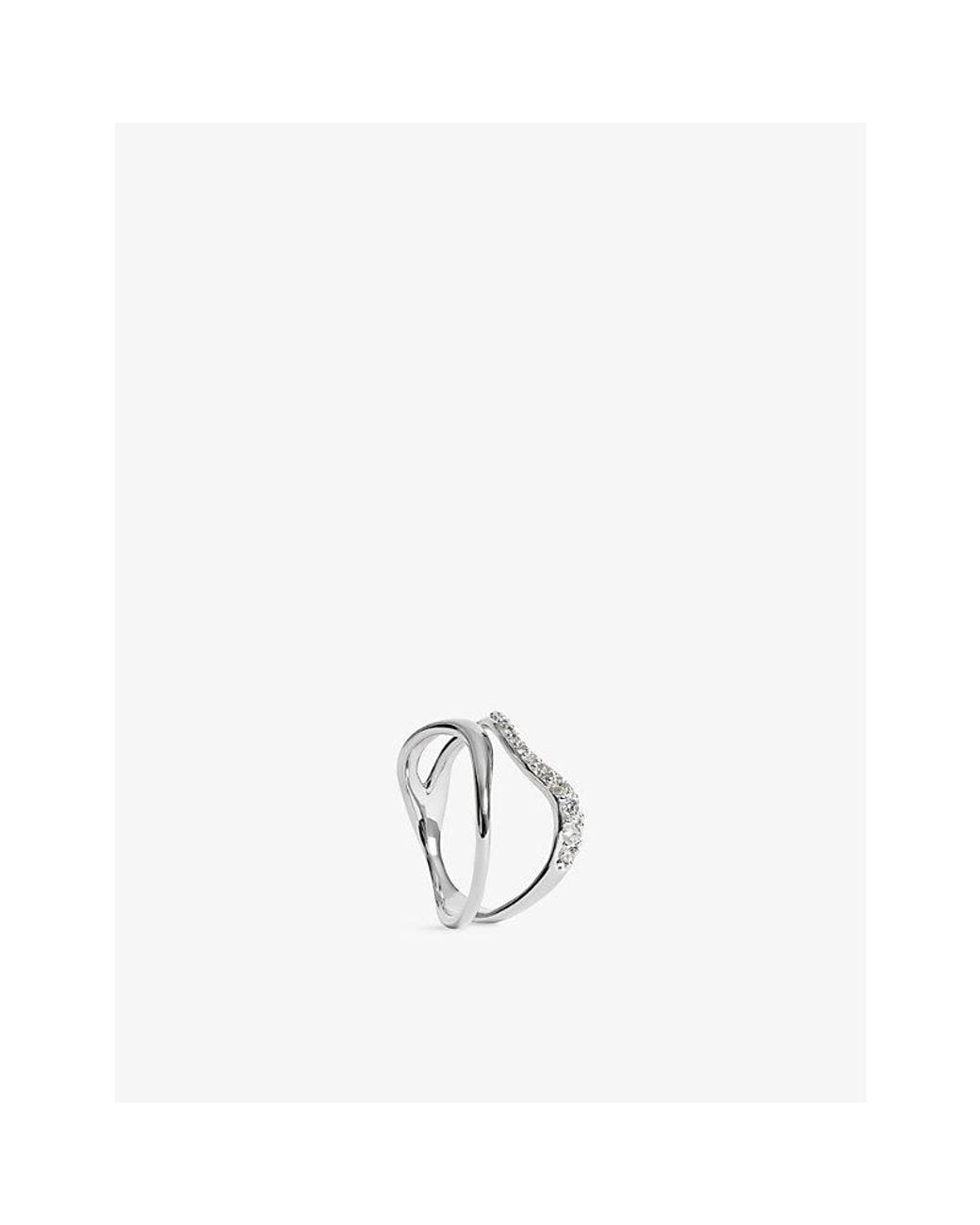 Monica Vinader White Riva Pave Wrap Sterling- And Lab Grown Diamond Ring
