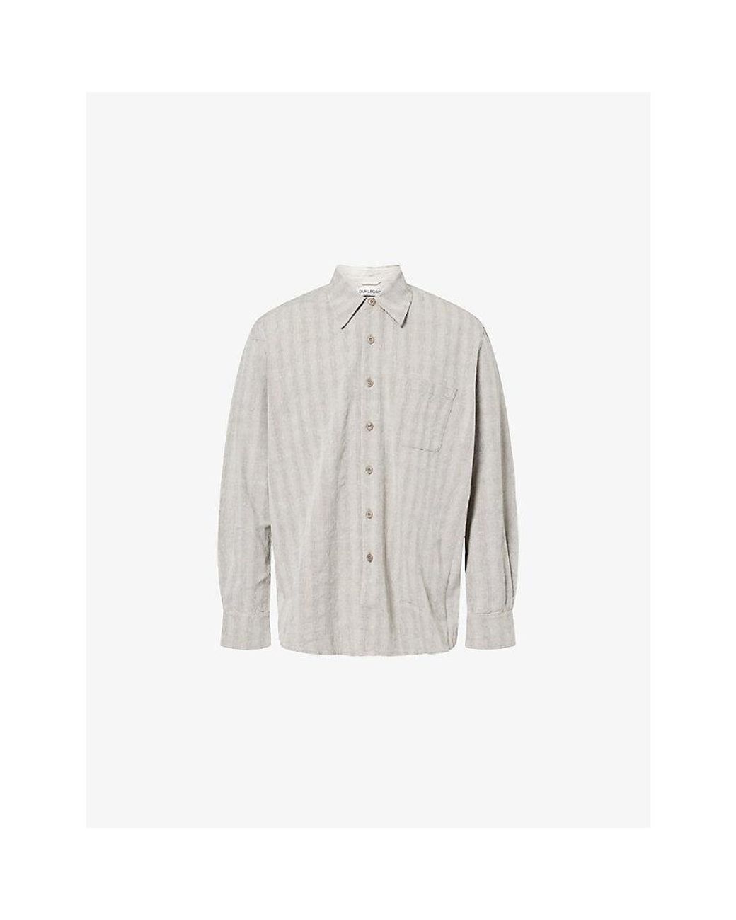 Our Legacy White Above Patch-Pocket Cotton-Blend Shirt for men