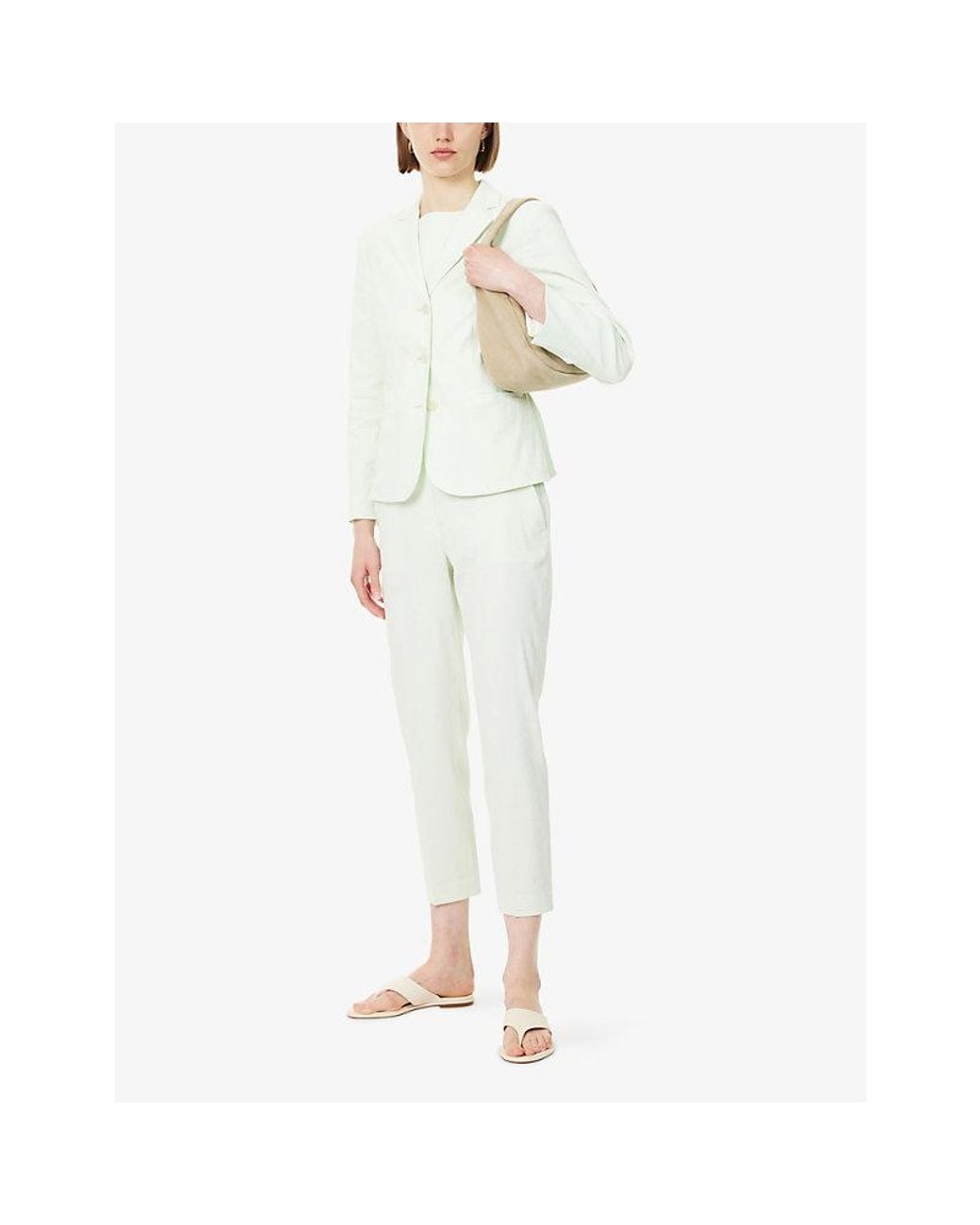 Theory Natural Treeca Pull-On Linen-Blend Trousers
