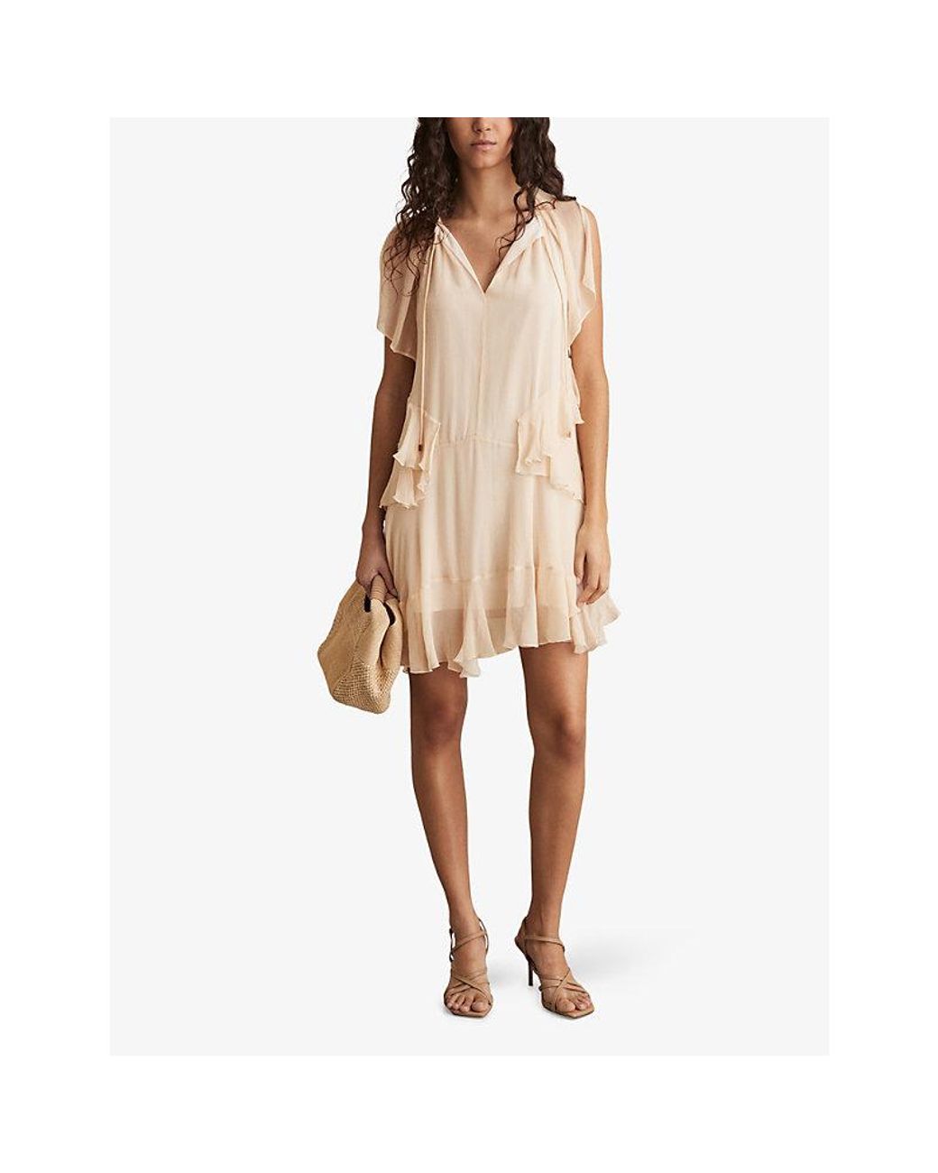 【海外限定】REISSワンピース☆Lexie Ruffle-Trim Woven Mini Dr reiss-Pale-Pink-Lexie-Ruffle-