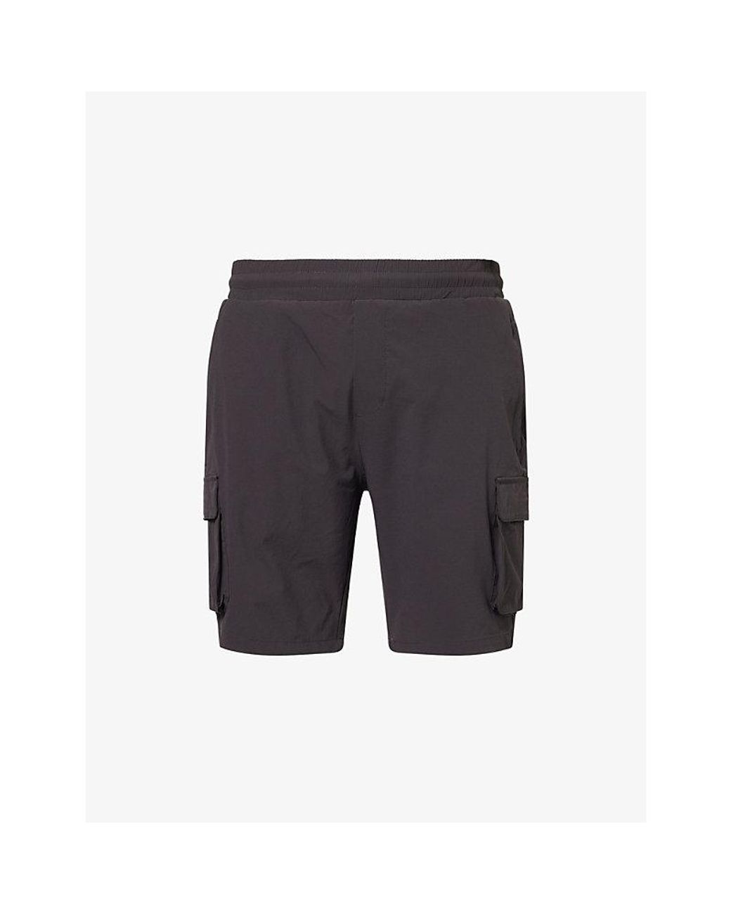 Arne Gray Utility Cargo Multi-Pockets Stretch-Woven Shorts for men