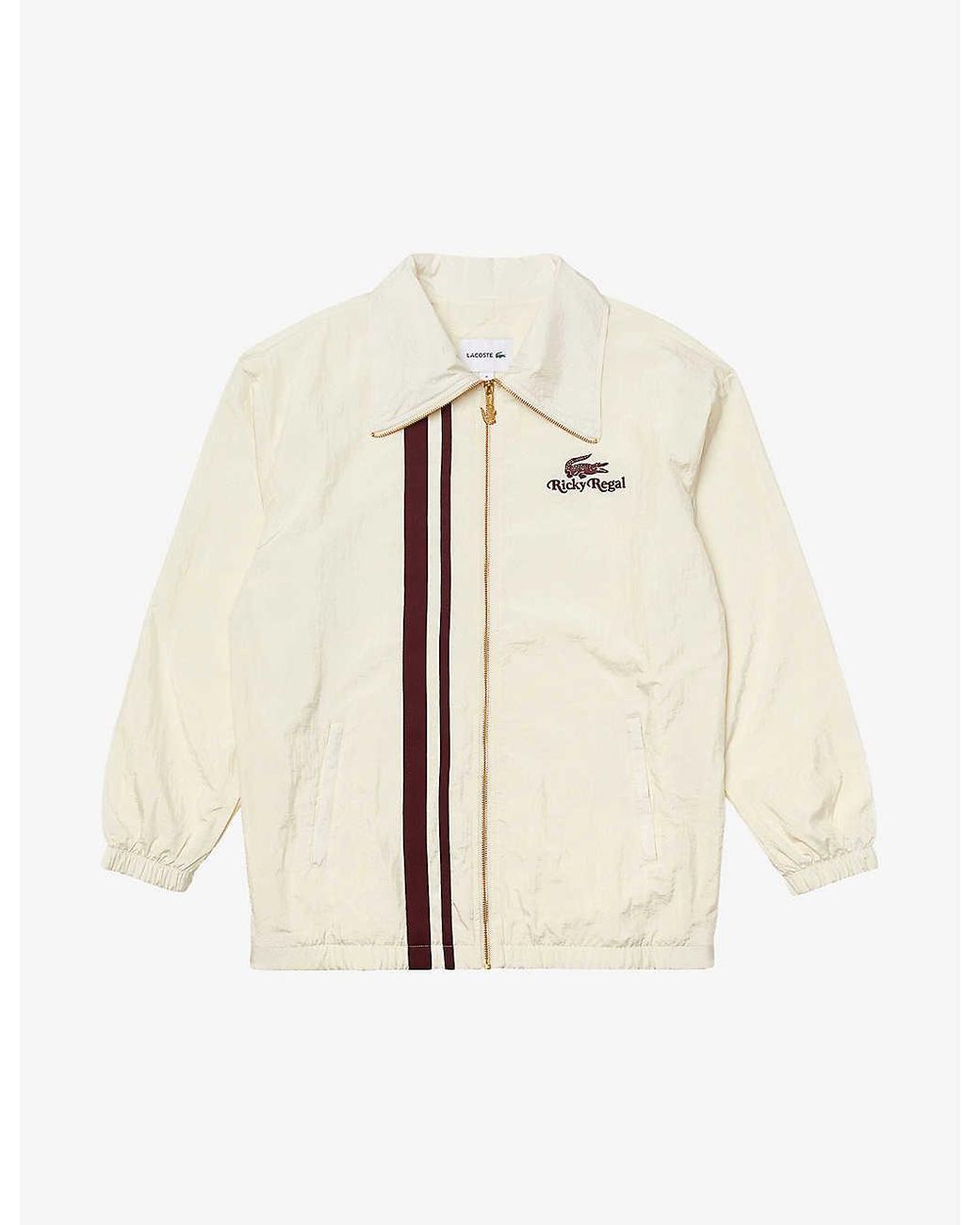 Lacoste X Ricky Regal Striped-trim Woven Coach Jacket in Natural for Men |  Lyst Australia