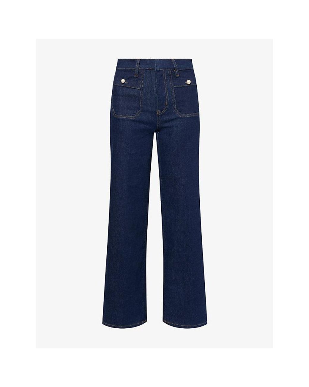 FRAME Blue Pearl Le Slim Palazzo High-Rise Stretch-Denim Jeans