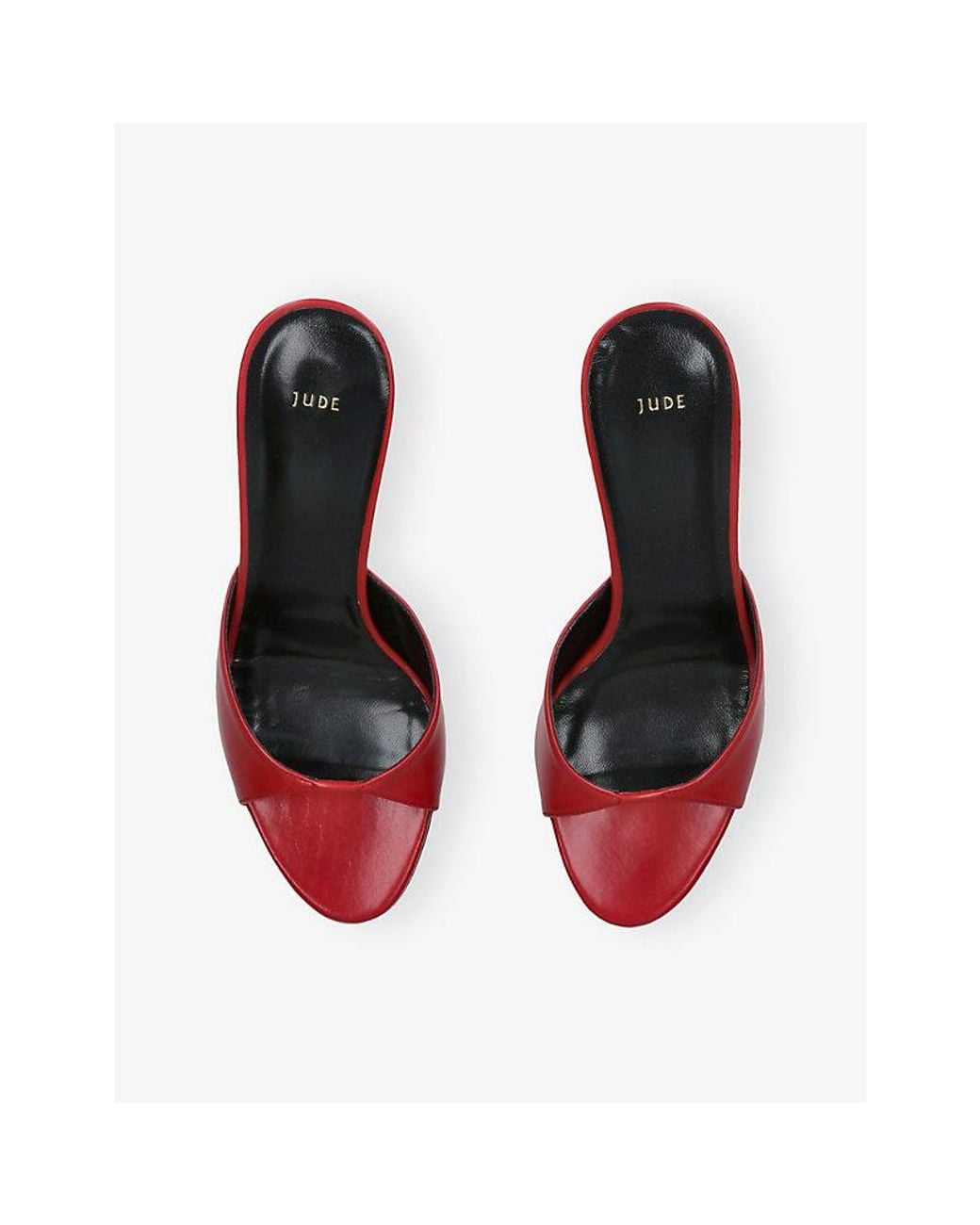 Jude Red Haze Leather Heeled Mules