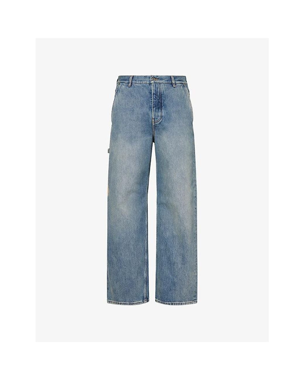 Loewe Blue Suede Patch-Pocket Denim Jeans for men
