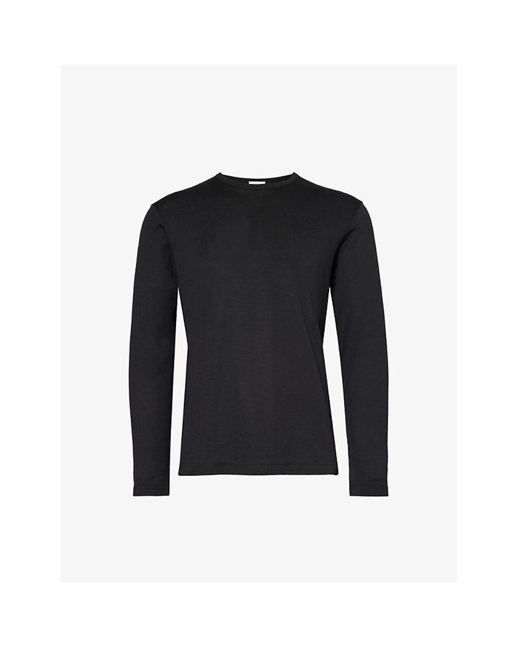 Sunspel Black Sun Crew-Neck Long-Sleeve Cotton-Jersey T-Shirt for men