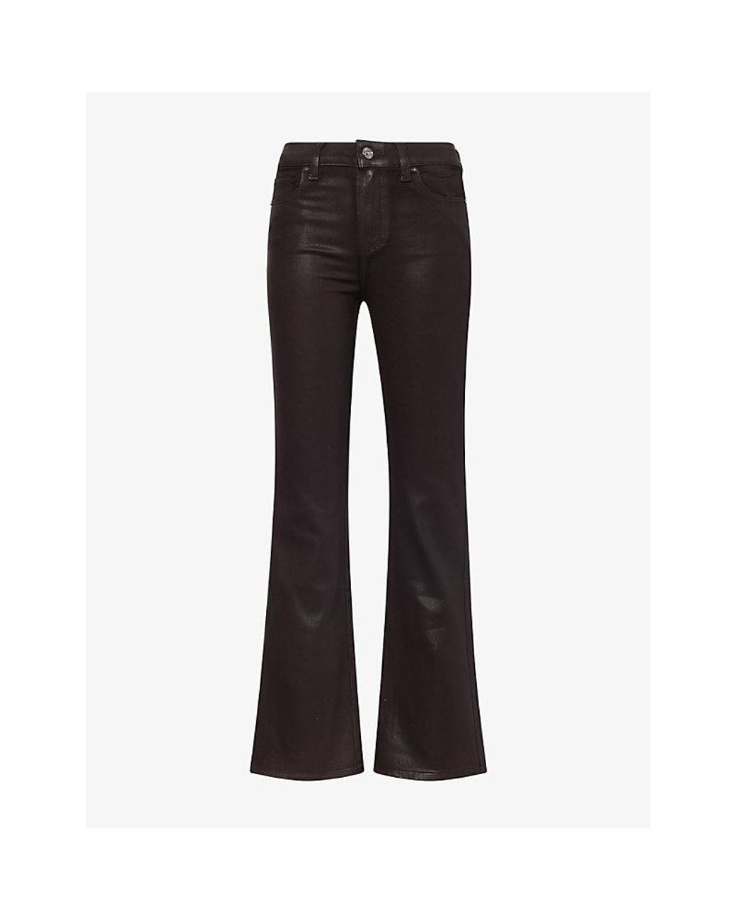 PAIGE Black Laurel Canyon Bootcut High-Rise Cotton-Blend Jeans