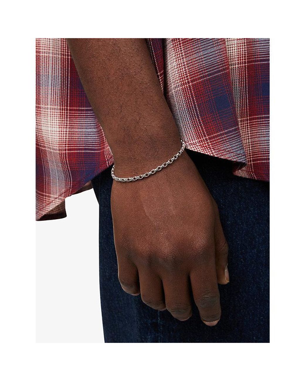 Tom Wood White Lee Thick Rhodium-Plated 925 Sterling Bracelet for men