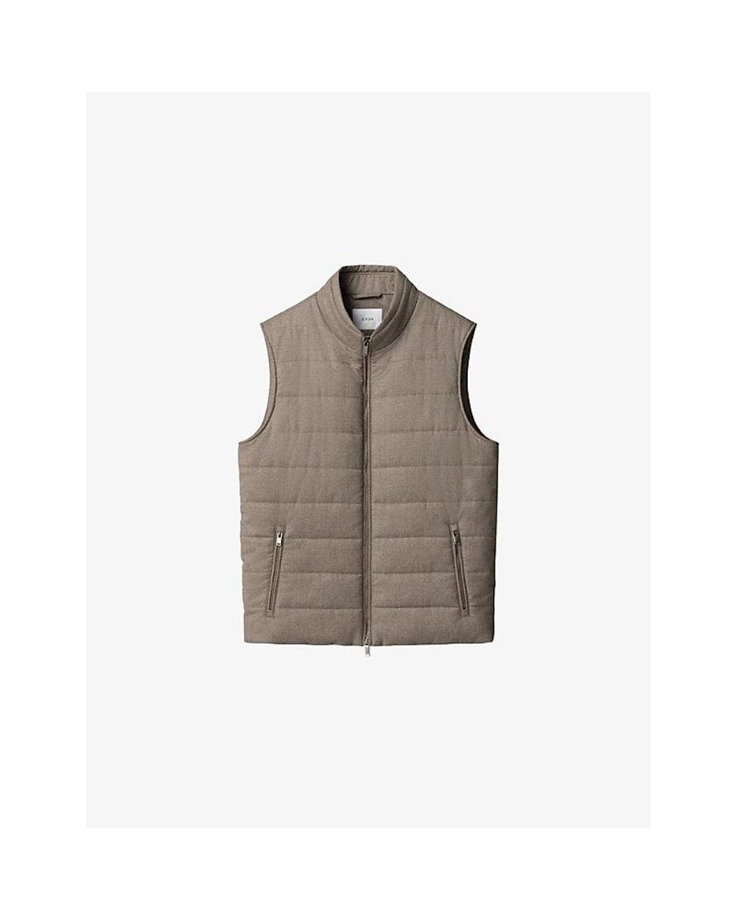 Eton of Sweden Brown Flannel Zip Wool Vest for men