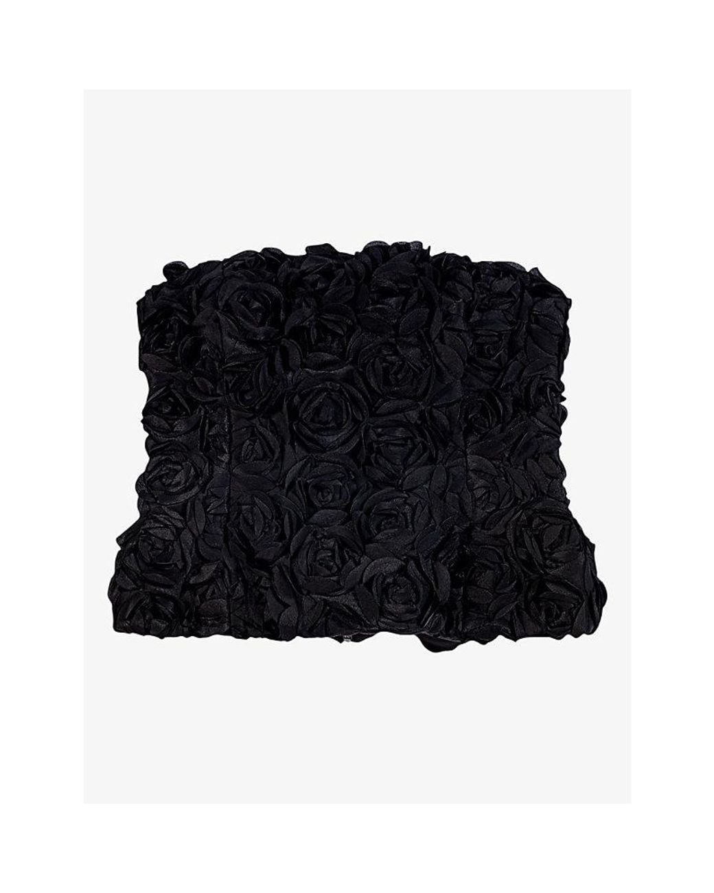 Maje Black Flower Embellished Bustier Top