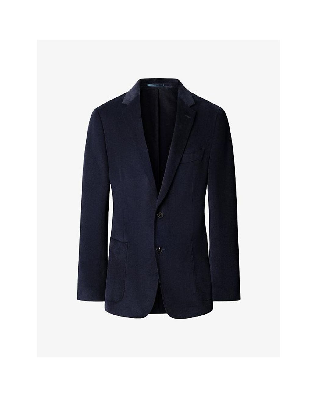 Hackett Blue Notch-Lapel Brushed-Texture Cotton-Twill Blazer for men
