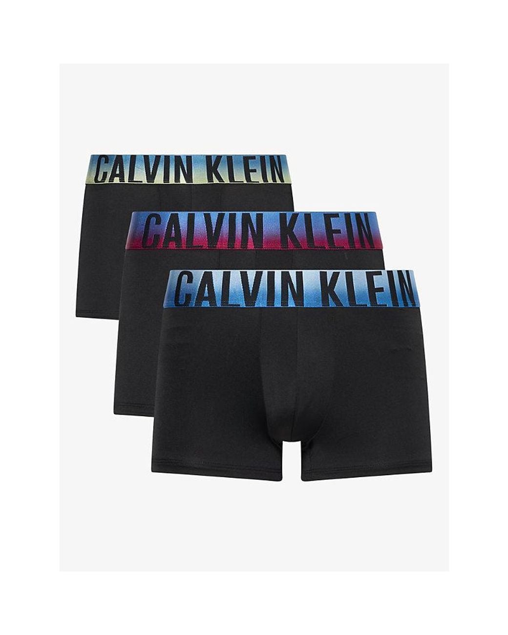 Calvin Klein Blue Intense Power Ombre Pack Of Three Microfibre Stretch Trunks for men