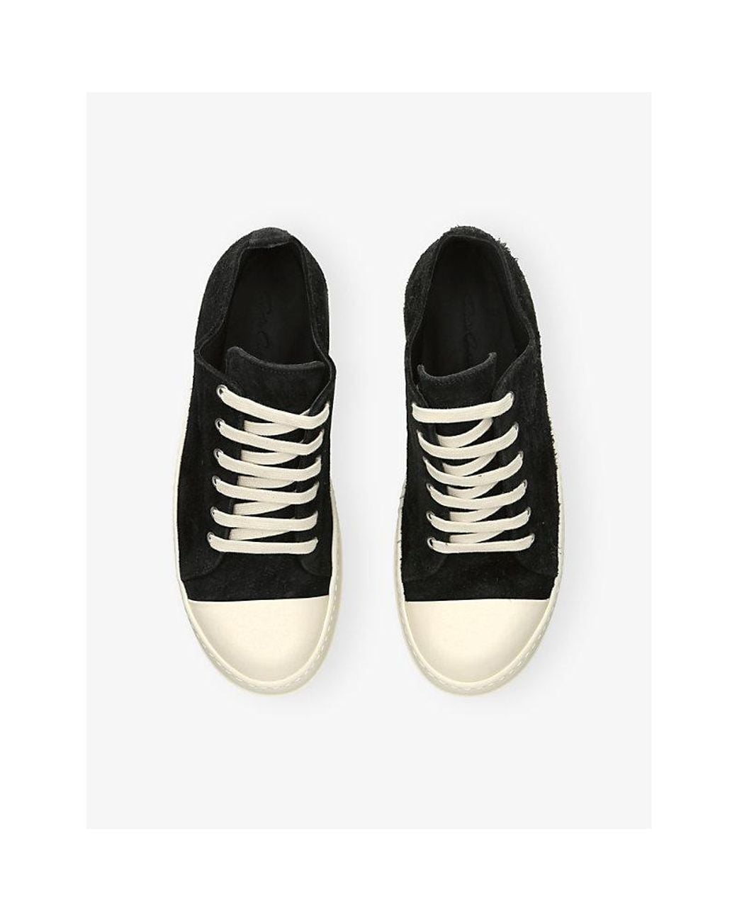 Rick Owens Black Classic Suede Low Top Trainers for men