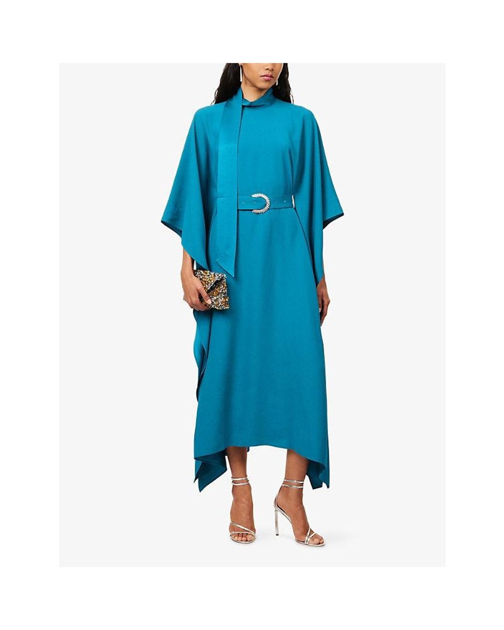 ‎Taller Marmo Blue Luna Belted Woven Kaftan