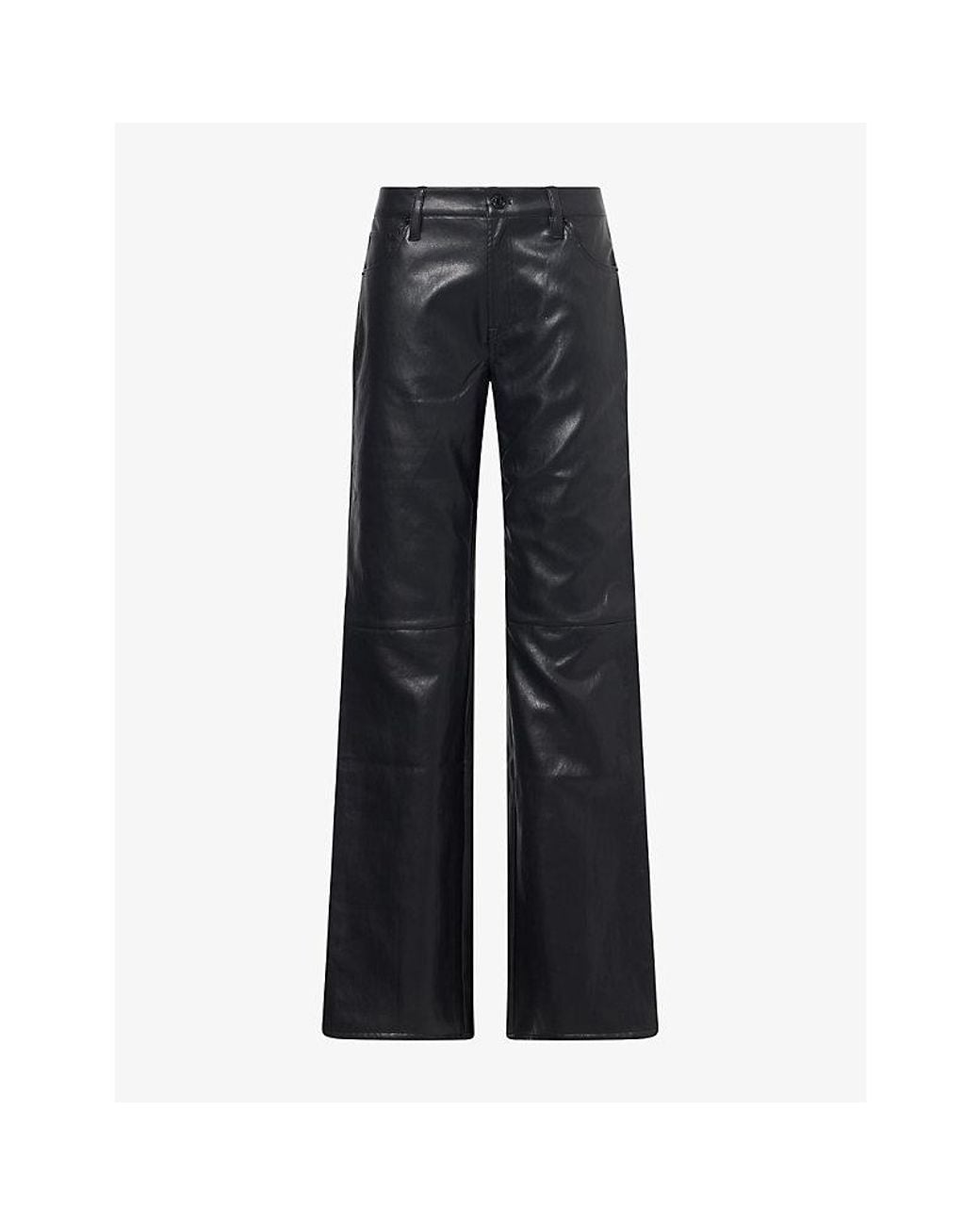 GOOD AMERICAN Blue Better Than Leather Low-Rise Bootcut Faux-Leather Trousers
