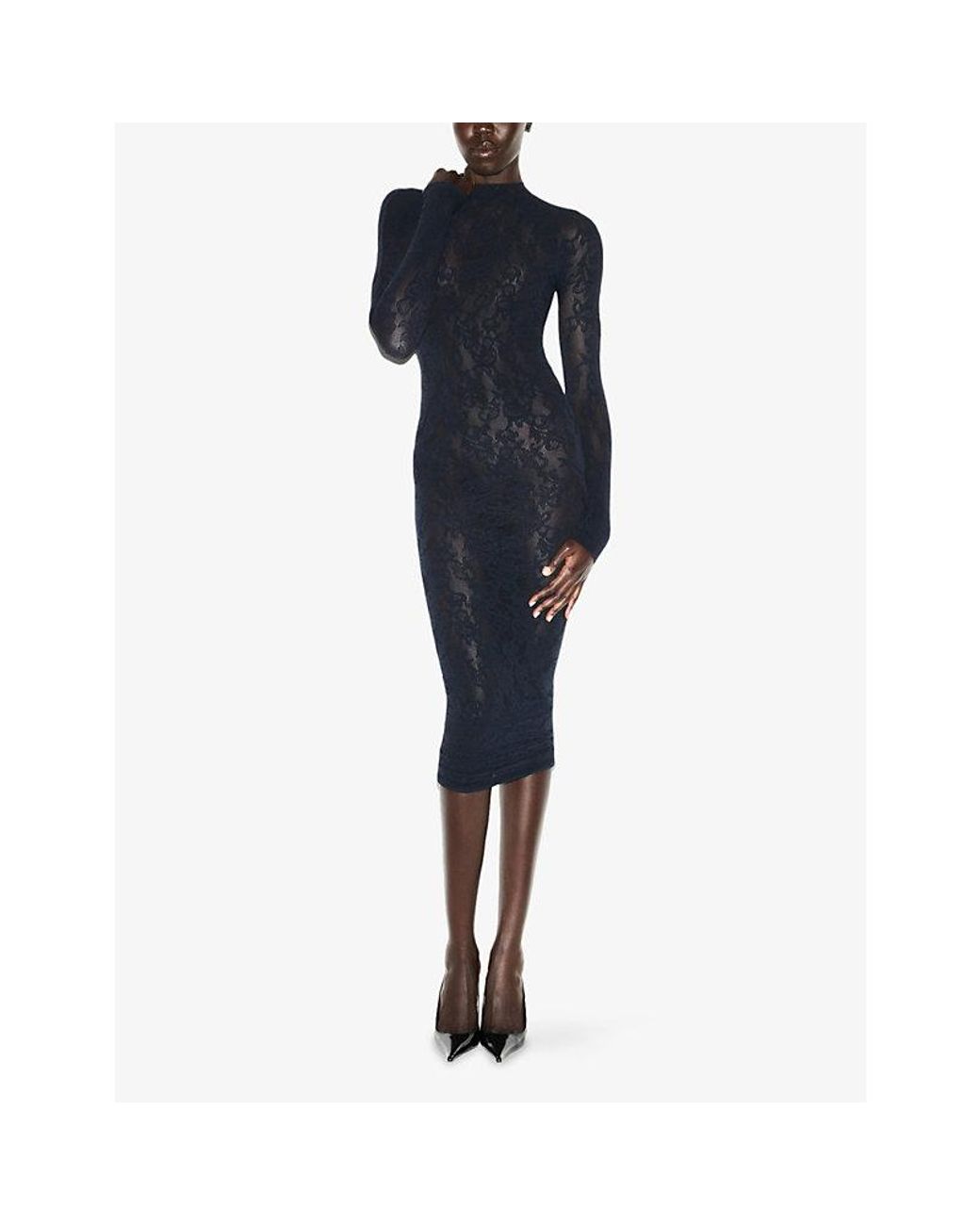 skims knit lace mock neck dress Midi in Black lularoe dress