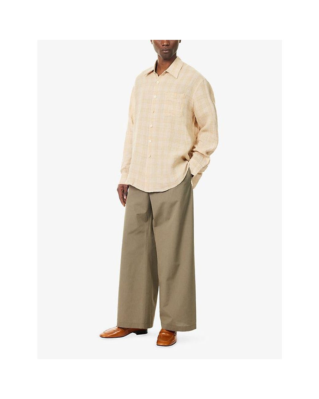 Our Legacy Natural Above Check Linen Shirt for men