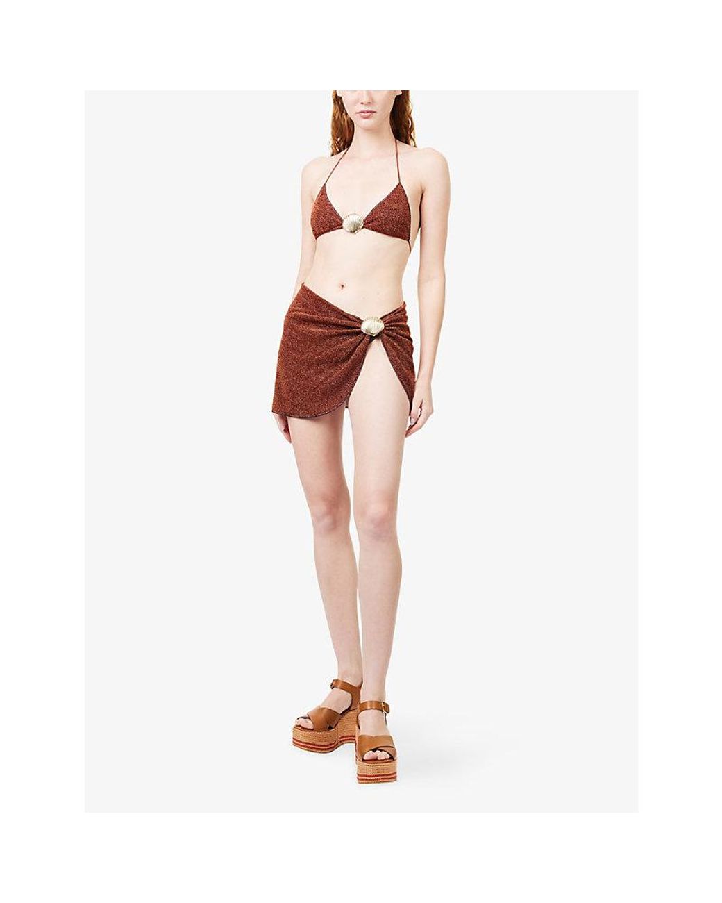 Oseree Brown Lumiere Shell Metallic Cover-Up