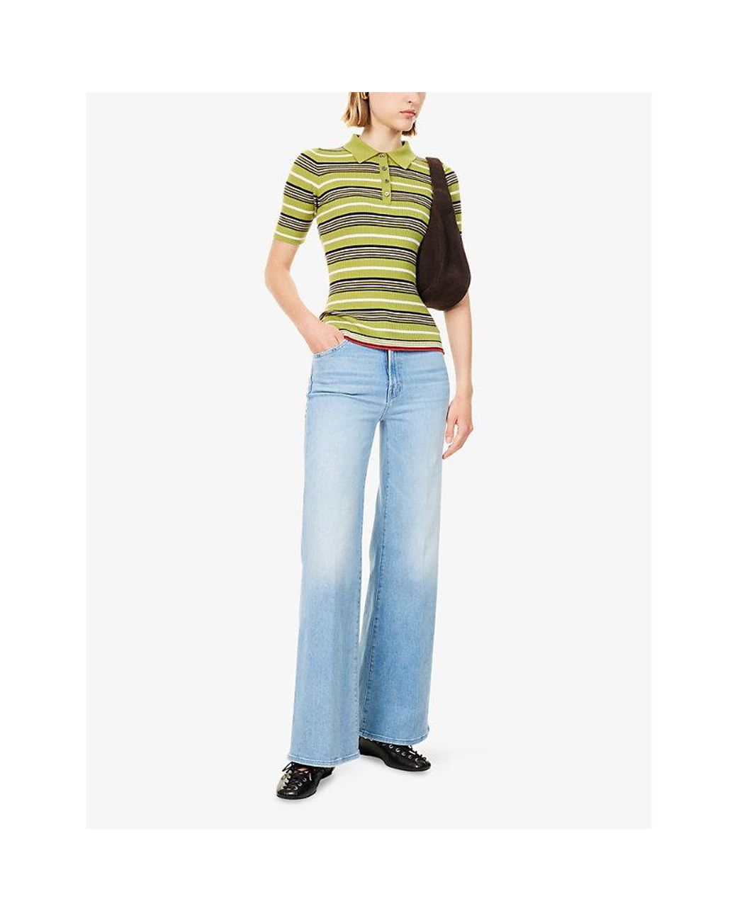 Mother Blue The Hustler Roller Sneak Denim Jeans