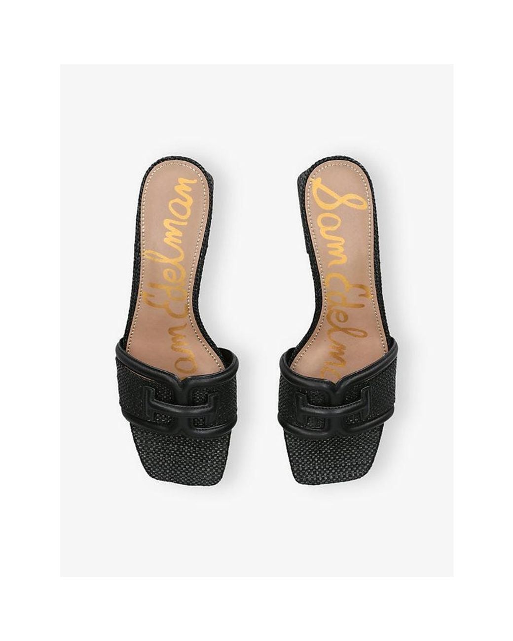 Sam Edelman Black Waylon Woven And Leather Block-Heel Mules