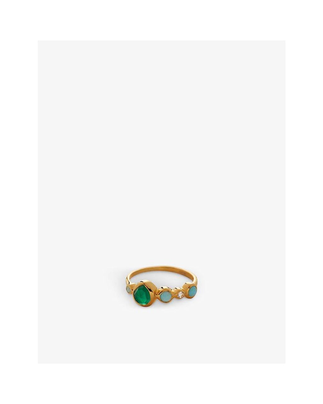 Monica Vinader White Mv Siren Bezel Multi Gemstone 18Ct-Plated Sterling, Rock Crystal, Chrysoprase, Onyx And Amazonite Ring