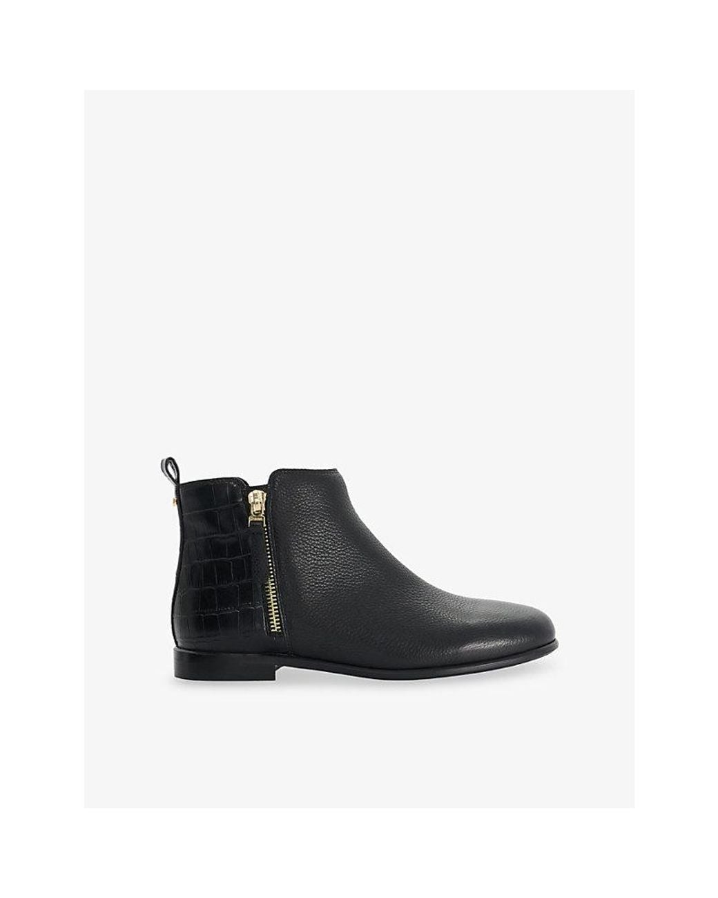 Dune Black Pandya Double-Zip Leather Ankle Boots
